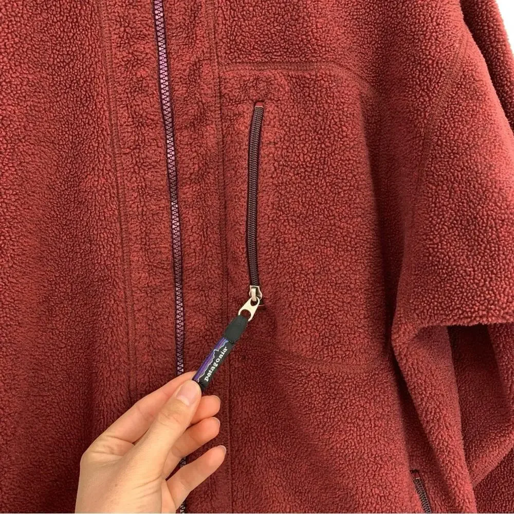 VTG PATAGONIA Full Zip Fleece Jacket Burgundy Red M